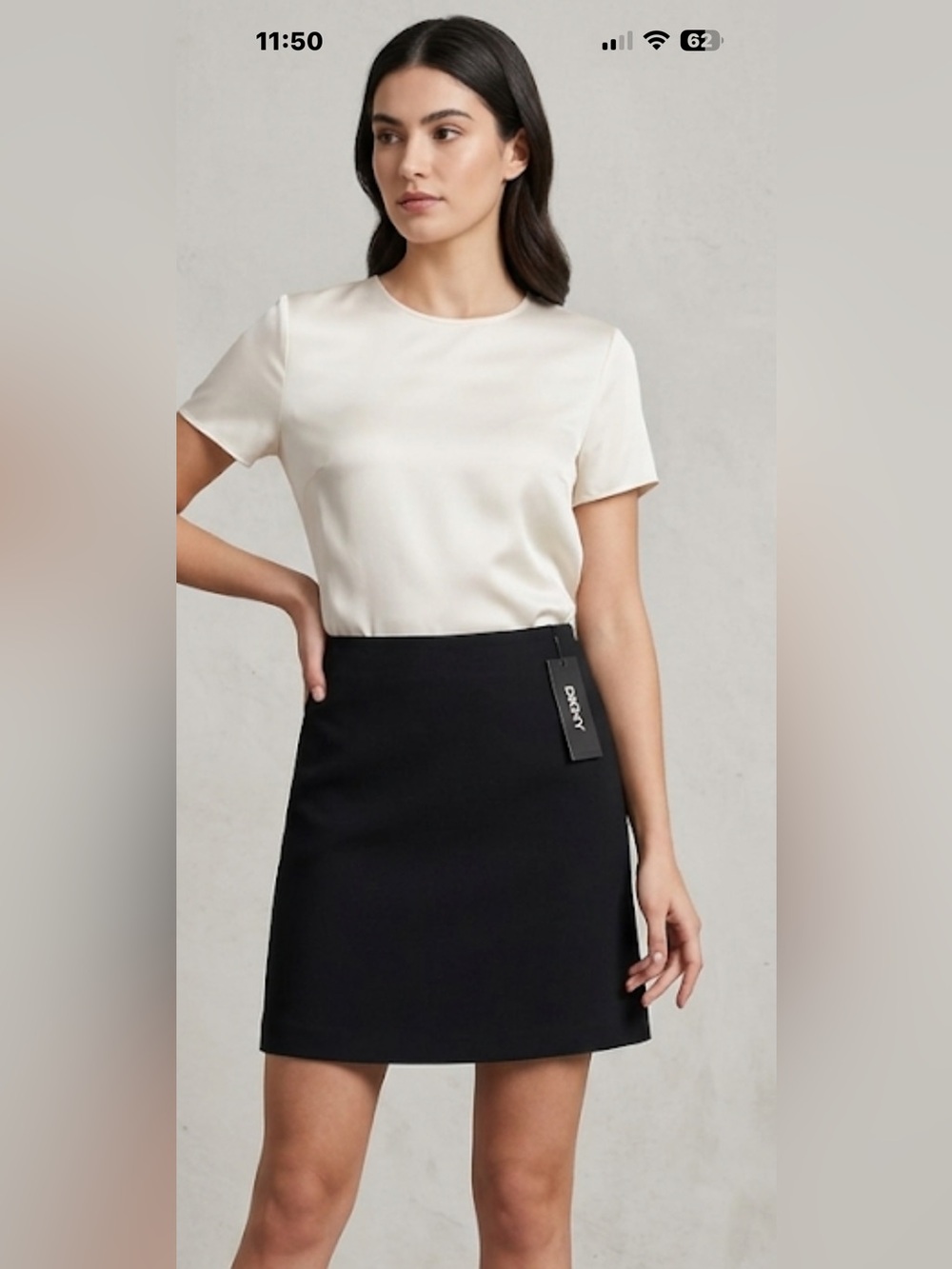 DKNY Black 97% Wool Mini Skirt with Clean Silhouette NWT